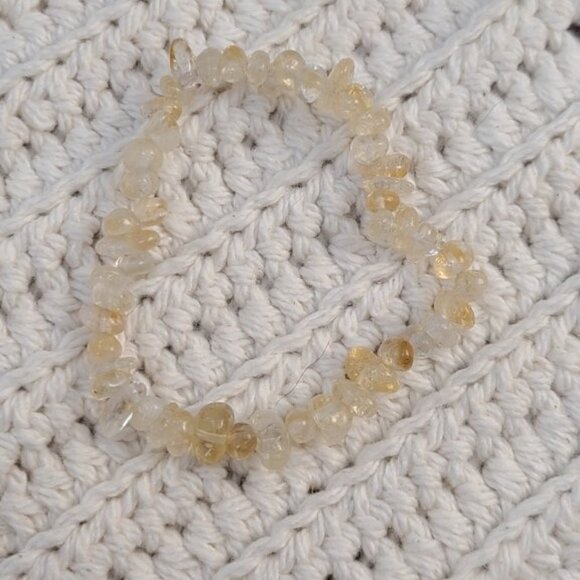 Golden Rutile Quartz Bracelet | Natural Chip Stretch Boho Healing Crystal Gift - Picture 2 of 6